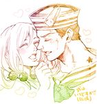  1girl dixie_cup_hat hat higashikata_jousuke_(jojolion) hirose_yasuho jojo_no_kimyou_na_bouken jojolion military_hat monochrome r_(corolla) translation_request 