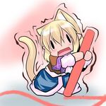  animal_ears blonde_hair chalk chibi hoshizuki_(seigetsu) mizuhashi_parsee puru-see short_hair solo tail touhou trembling |_| 