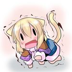  animal_ears blonde_hair chibi hoshizuki_(seigetsu) mizuhashi_parsee puru-see short_hair solo tail touhou trembling |_| 