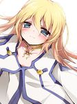  blonde_hair blue_eyes blush choker coat collet_brunel hoshihuri long_hair smile solo tales_of_(series) tales_of_symphonia white_background 