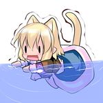  animal_ears blonde_hair chibi hoshizuki_(seigetsu) mizuhashi_parsee puru-see short_hair solo tail touhou trembling water |_| 