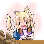  animal_ears blonde_hair board_game chibi hoshizuki_(seigetsu) mizuhashi_parsee puru-see short_hair shougi solo tail touhou trembling |_| 