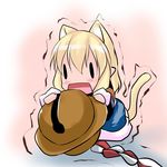  animal_ears bell blonde_hair chibi hoshizuki_(seigetsu) mizuhashi_parsee puru-see short_hair solo tail touhou trembling |_| 