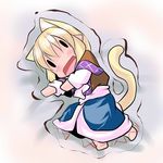  animal_ears blonde_hair chibi hoshizuki_(seigetsu) mizuhashi_parsee puru-see short_hair solo tail touhou trembling |_| 