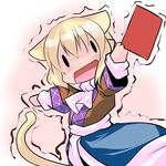  animal_ears blonde_hair chibi hoshizuki_(seigetsu) mizuhashi_parsee puru-see red_card short_hair solo tail touhou trembling |_| 