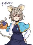  animal_ears basket capelet grey_hair ishimu jewelry mouse mouse_ears mouse_tail nazrin necklace red_eyes short_hair solo tail touhou 