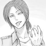  freckles greyscale head_tilt lilorizzlili monochrome shingeki_no_kyojin short_hair sketch solo tongue tongue_out ymir_(shingeki_no_kyojin) 