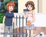  :d aizawa_eiko annoyed canine chestnut_mouth denim dog hairband jeans mammal nagatsuki_sanae pleated_skirt shinryaku!_ikamusume tank_top tube 