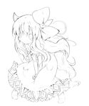  bow ex-keine greyscale highres horns kamishirasawa_keine lineart long_hair looking_at_viewer monochrome shichinose smile solo tail touhou 