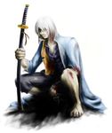  capcom devil_may_cry highres sword torn_clothes vergil weapon white_hair yamato 