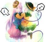  :i bow bubble_skirt eighth_note expressionless eyeball forced_smile green_hair hair_bow hat hat_ribbon hata_no_kokoro heart heart_of_string katee komeiji_koishi long_hair long_sleeves mask multiple_girls musical_note open_mouth pink_eyes pink_hair plaid plaid_shirt ribbon shirt short_hair skirt smile spoken_musical_note spoken_sweatdrop star sweatdrop third_eye touhou triangle 