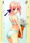  :d absurdres ahoge artoria_pendragon_(all) blonde_hair bra calendar_(medium) fate/stay_night fate_(series) february flower green_eyes hair_ribbon highleg highleg_panties highres january looking_back morii_shizuki open_mouth panties ribbon saber scan short_hair smile solo underwear underwear_only vase white_bra white_panties 