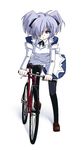  bicycle ground_vehicle grune koron_(asuka_tsubasa) looking_at_viewer original short_hair short_twintails simple_background solo thighhighs twintails white_background 