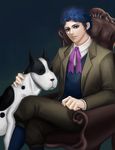  bad_id bad_pixiv_id blue_eyes blue_hair chair danny_(jojo) dog great_dane haruka4413 jojo_no_kimyou_na_bouken jonathan_joestar phantom_blood sitting 