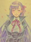  bb_(fate)_(all) bb_(fate/extra_ccc) colored_pencil_(medium) fate/extra fate/extra_ccc fate_(series) hair_ribbon long_hair petals purple_hair ribbon shaoton3 solo traditional_media very_long_hair 