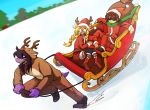  anthro cervine chokaso4086 christmas clothed clothing costume deltarune digital_media_(artwork) eyewear female hair holidays human kris_(deltarune) mammal noelle_holiday reindeer scalie snow sunglasses susie_(deltarune) 