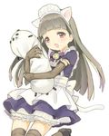  animal_ears bell cat_ears cat_tail copyright_request elbow_gloves fake_animal_ears gloves jingle_bell long_hair maid simple_background skirt solo tail thighhighs usashiro_mani white_background 