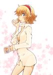  alice_margatroid bad_id bad_pixiv_id blonde_hair blue_eyes bottomless breasts brushing_teeth cleavage cup dress_shirt hairband kunreishiki looking_at_viewer medium_breasts mug naked_shirt no_bra no_pants non_(z-art) open_clothes open_shirt shanghai_doll shirt short_hair solo toothbrush touhou 