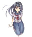  black_hair flower green_eyes hair_flower hair_ornament long_hair looking_up miya_kazutomo sakugawa_school_uniform saten_ruiko school_uniform serafuku skirt to_aru_kagaku_no_railgun to_aru_majutsu_no_index 