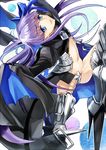  blue_eyes crotch_plate fate/extra fate/extra_ccc fate_(series) hair_ribbon homutatu long_hair meltlilith purple_hair revealing_clothes ribbon sleeves_past_wrists solo 