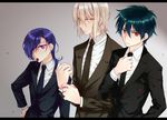  ashiya_shirou blonde_hair formal hair_over_one_eye hataraku_maou-sama! maou_sadao md5_mismatch multiple_boys necktie purple_eyes purple_hair red_eyes short_hair suit urushihara_hanzou winglayer yellow_eyes 