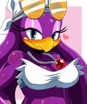  1girl blue_eyes blush breasts eric_lowery furry goggles highres sega simple_background solo sonic_the_hedgehog ss2sonic wave_the_swallow 