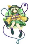  danbo_(rock_clime) frills green_eyes green_hair hat hat_ribbon komeiji_koishi ribbon solo third_eye touhou wide_sleeves 