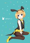  1boy 21102110 androgynous animal_ears armin_arlert blonde_hair blue_eyes blush bow bowtie bunny_ears bunnysuit crossdressing fake_animal_ears hairband high_heels male male_focus open_mouth pantyhose shingeki_no_kyojin shoes short_hair sitting skirt solo trap usamin vest wrist_cuffs 