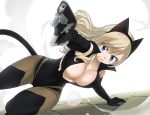  1girl animal_ears blonde_hair blue_eyes breasts cat_ears cat_tail cleavage eden&#039;s_zero gaston18 gun large_breasts long_hair rebecca_(eden&#039;s_zero) tagme tail weapon 