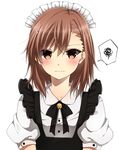  blush brown_eyes brown_hair hair_ornament hairpin highres maid maid_headdress misaka_mikoto solo to_aru_kagaku_no_railgun to_aru_majutsu_no_index yamasuta 