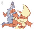 abs all_fours anal anal_penetration anime anthro anubian_jackal anubis_kruger anubis_kruger_(artist) bald balls bandage barefoot biceps big_muscles big_penis black_nose blue_fur blue_skin blush canine charizard charzy claws clenched_teeth cum cum_in_ass cum_inside cum_on_leg cumshot deity doggystyle dragon drooling ear_piercing egyptian erection eyes_closed fangs fire from_behind fur gay gripping hi_res holding holding_penis interspecies jackal japanese jewelry kneeling legs_up looking_down lying male mammal manly masturbation muscles necklace nintendo nude on_back on_side orange_skin orgasm pecs penetration penis penis_grab piercing plain_background pok&#233;mon pok&eacute;mon raised_arm raised_leg reptile saliva scales scalie scar sex sharp_teeth skin spooning spread_legs spreading teeth video_games white_background wings yellow_eyes yellow_fire yellow_skin 