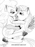  cutie_mark duo elbow_gloves english_text equine eye_contact female feral fluttershy_(mlp) friendship_is_magic gloves greyscale horse lesbian mammal monochrome my_little_pony pegasus pinkie_pie_(mlp) plain_background pony saliva saliva_string siberwar text white_background wings 