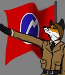  fascism flag fox grey_background low_res male mammal nazi plain_background source_request unknown_artist 