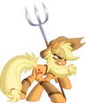  blonde_hair catya-ryazanowa cutie_mark equine eyes female feral friendship_is_magic fur green_eyes hair hat horse leggings legwear mammal my_little_pony orange_fur pitchfork pony ratchethun solo 