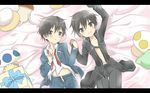  bad_id bad_pixiv_id black_eyes black_hair coat derivative_work dual_persona hentai_ouji_to_warawanai_neko. kirito letterboxed male_focus multiple_boys mushroom nameko_(osawari_tantei) nyame osawari_tantei school_uniform sword_art_online 