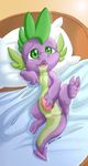  anus bed dragon friendship_is_magic green_eyes hellticket lying male my_little_pony open_mouth penis pillow purple_body scalie solo spike_(mlp) wood young 