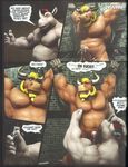  abs anthro balls bdsm beard biceps big_balls big_muscles black_hair blonde_hair bondage bound bovine braford cattle cgi chuck_(braford) comic dialog dozer_(braford) duo electrostimulation english_text erection eyes_closed facial_hair gay hair male mammal mohawk muscles nipples nude pecs penis precum red_hair rhinoceros sex sex_toy standing sweat text uncut 