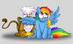  avian blue_feathers blue_fur blush brown_feathers brown_fur duo equine eyes_closed female feral friendship_is_magic fur gilda_(mlp) gryphon hair horse mammal multi-colored_hair my_little_pony pegasus plain_background pony preening rainbow_dash_(mlp) rainbow_hair red_eyes susiebeeca white_background white_feathers wings 