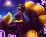  canine female fox mammal molly_fullin moon multiple_tails solo 