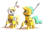  armor arthropod butterfly catya-ryazanowa derpy_hooves_(mlp) duo equestria-prevails equine eyes female feral friendship_is_magic fur grey_fur hair helmet hi_res horse insect mammal my_little_pony original_character pegasus polearm pony royal_guard_(mlp) smile wings 