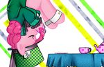  alice_in_wonderland azugarlic clothing cup equine eyes_closed female feral friendship_is_magic hat horse mad_hatter mammal my_little_pony parody pinkie_pie_(mlp) pony solo table tea top_hat upside_down 