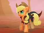  apple applejack_(mlp) blonde_hair clothed clothing cowboy_hat cowgirl equine female feral freckles friendship_is_magic fruit fur green_eyes gun hair hat hi_res holster horse mammal my_little_pony nocturnalpony orange_fur outside pistol pony ranged_weapon revolver shirt signature solo spurs weapon 