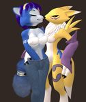  anthro canine digimon duo female fox krystal lesbian mammal masturbation newtonx2012 nintendo renamon star_fox video_games 