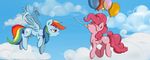  balloons blue_fur cloud clouds cutie_mark duo equine female feral flying friendship_is_magic fur hair horse mammal multi-colored_hair my_little_pony pegasus pink_fur pink_hair pinkie_pie_(mlp) pony purple_eyes rainbow_dash_(mlp) rainbow_hair sky wings zokkili 