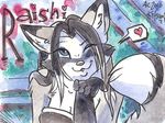  black_hair black_stripes canine female fox hair kissing kitsumi mammal one_eye_closed raishi wink 