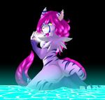  2013 blue_eyes breasts butt cat feline female fur hair heterochromia mammal perky_ears pink_fur pink_hair purple_fur sukaberry tofu93 vandora water wet yellow_eyes 