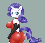  anthro anthrofied basketgardevoir blue_background blue_eyes blush clothing dress equine eyeshadow female friendship_is_magic fur hair horn horse looking_at_viewer makeup mammal my_little_pony plain_background pony purple_hair rarity_(mlp) solo unicorn white_fur 