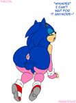  anus balls bent_over big_butt blue_hair butt ear_piercing english_text erection girly green_eyes habbodude hair hedgehog male mammal nude penis piercing presenting presenting_hindquarters sega solo sonic_(series) sonic_the_hedgehog text thecon 