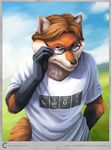  anthro asterionblazing brown_hair canine eyewear fox glasses hair looking_at_viewer male mammal solo 