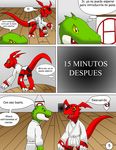  age_difference claws comic dialog digimon guilmon hector21314 hi_res scalie spanish_text text toe_claws yellow_eyes 